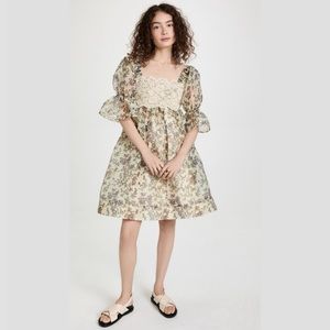 NWT byTiMo Organza Mini Lace Dress in Botanical Print MSRP$499